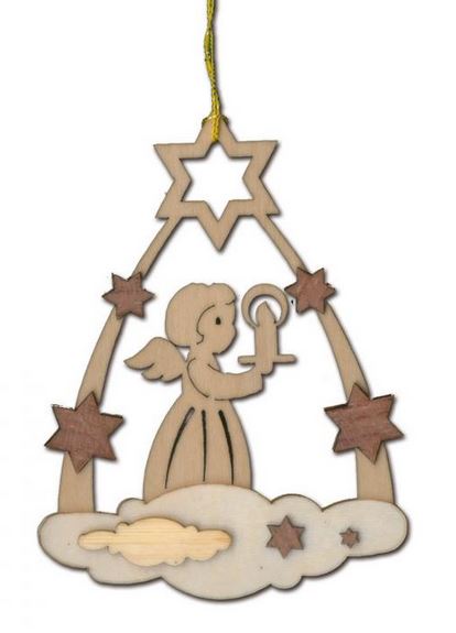Baumschmuck, Sternenbogen Wolke mit Engel und Kerze