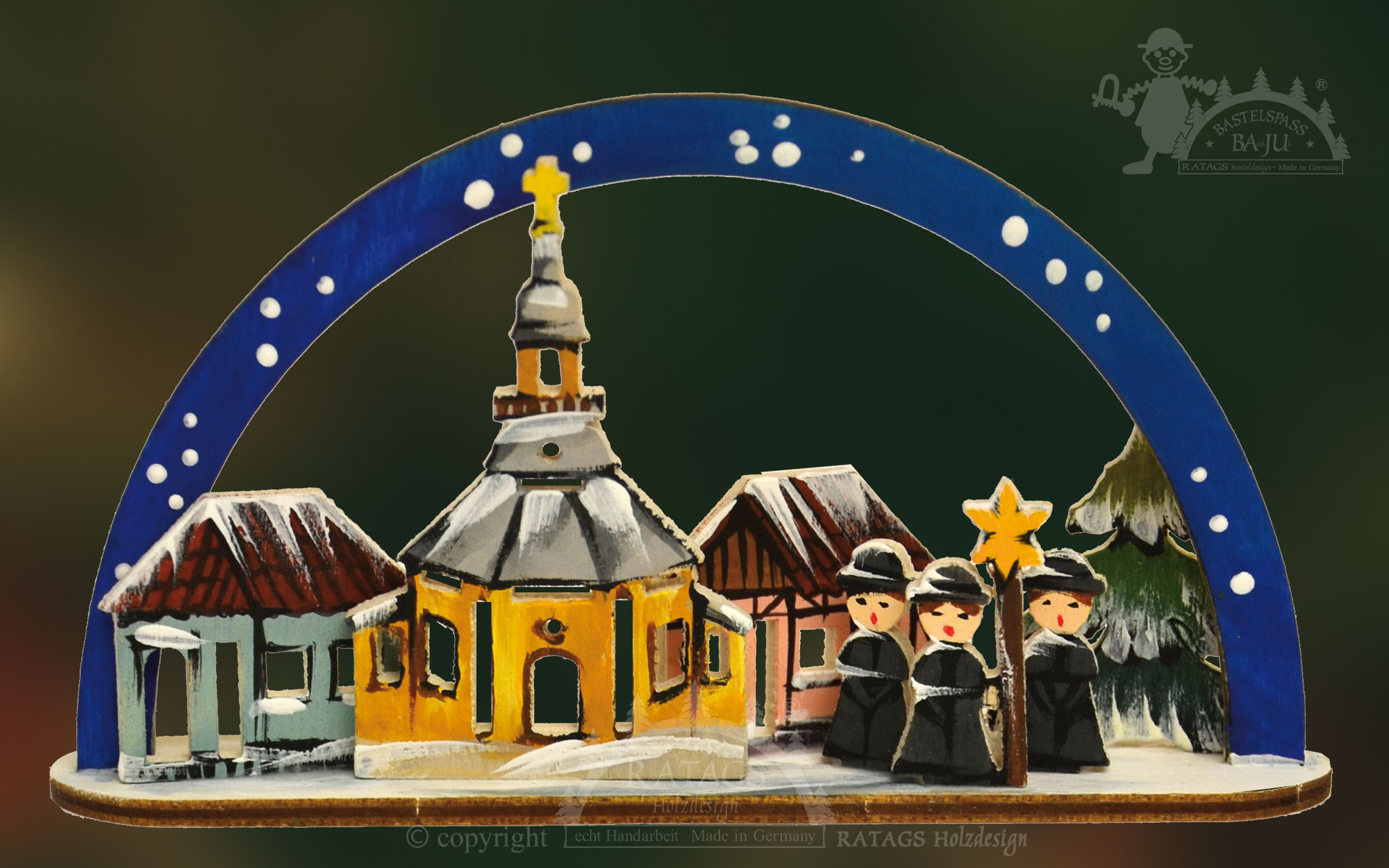 Mini-Schwibbogen zum Basteln Kirche mit Kurrende Mini-Schwibbogen zum Basteln Kirche mit Kurrende
