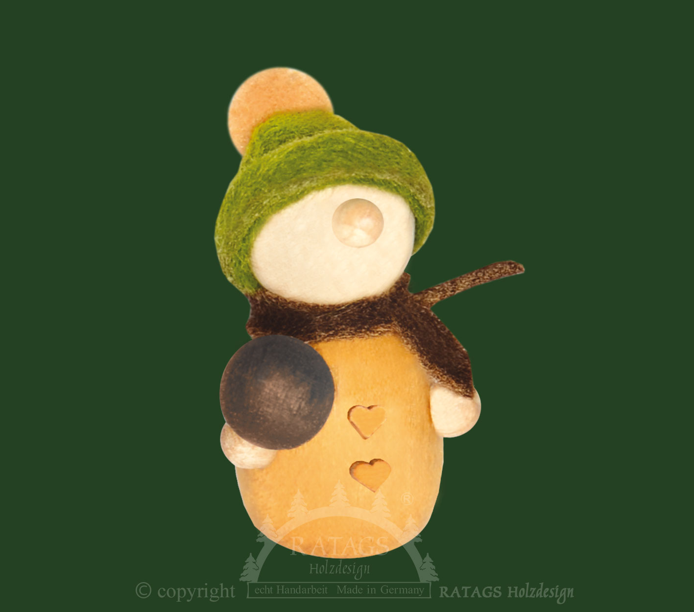 Mini-Molli mit Bommelmütze und Ball, ock Mini-Molli mit Bommelmütze und Ball, ock
