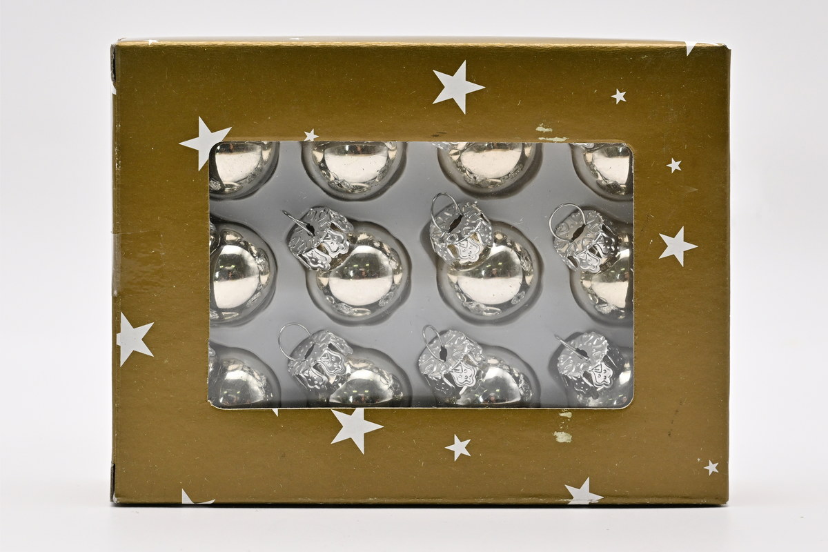 Mini-Glaskugeln, silber, 12 Stk., Ã 2 cm