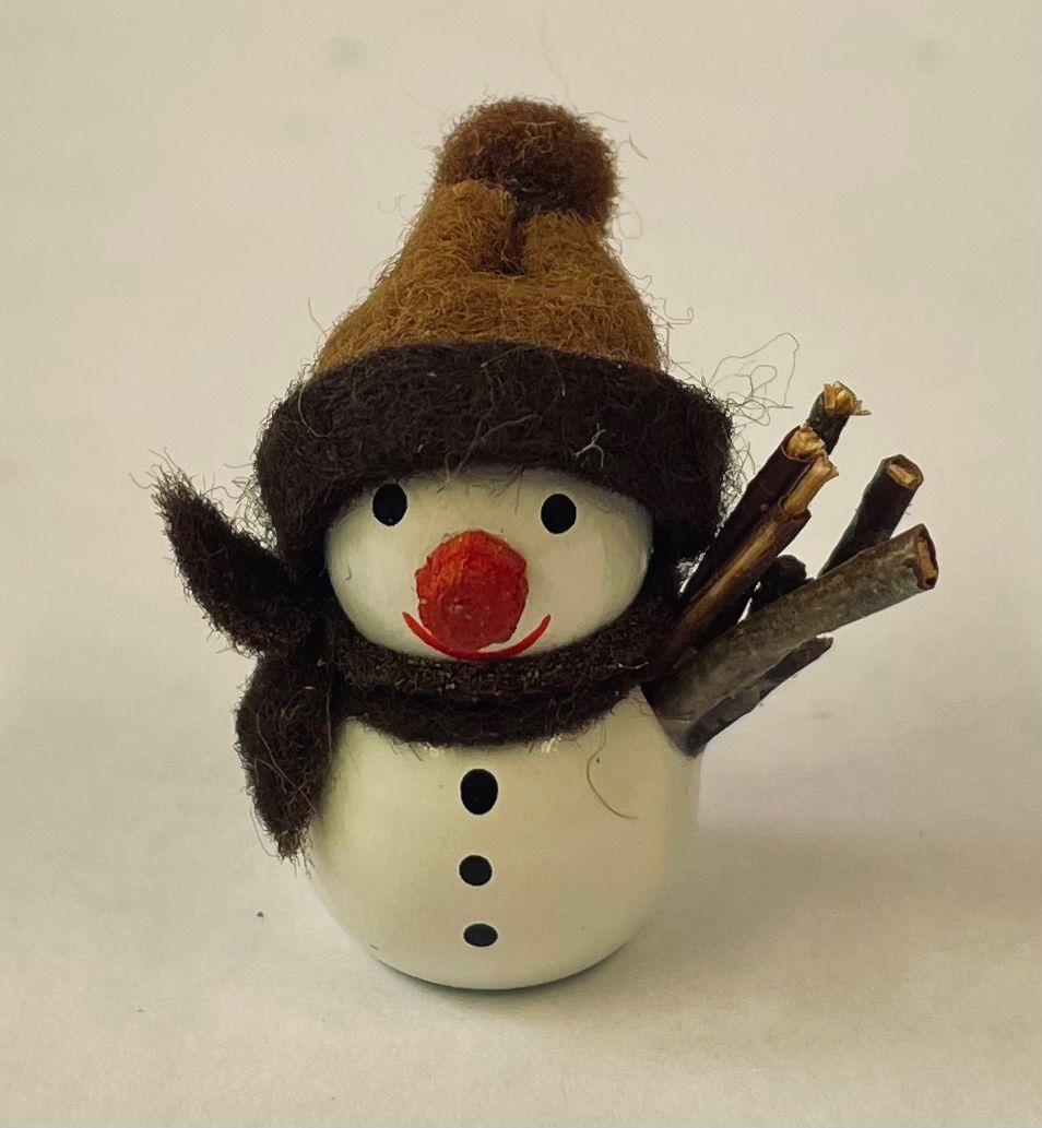 Mini Schneemann, weiß, weiße Mütze, 3,5 cm Mini Schneemann, weiß, weiße Mütze, 3,5 cm