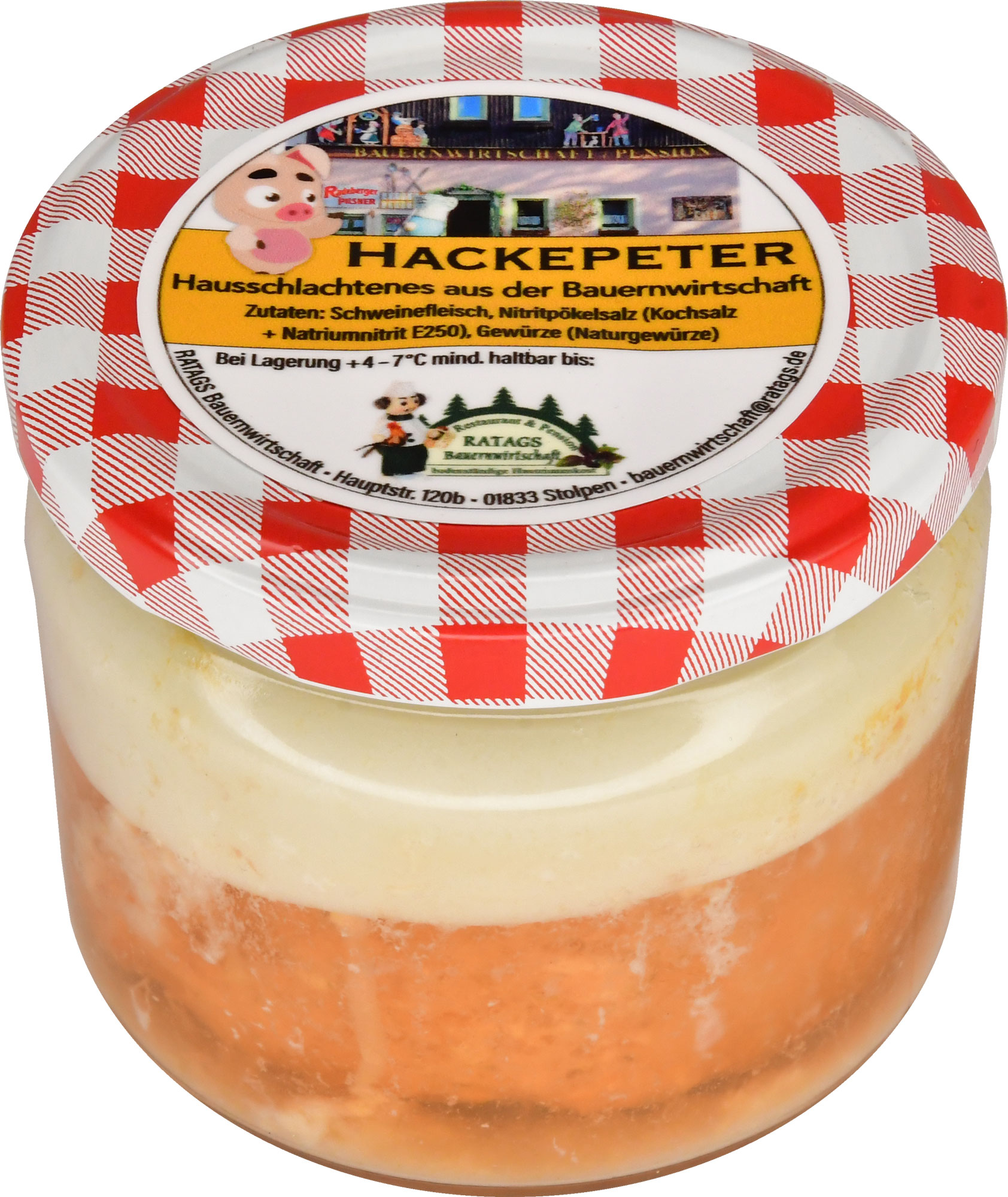 Hackepeter im Glas vom Schwein / 260g Wurstglas Hackepeter im Glas vom Schwein / 260g Wurstglas