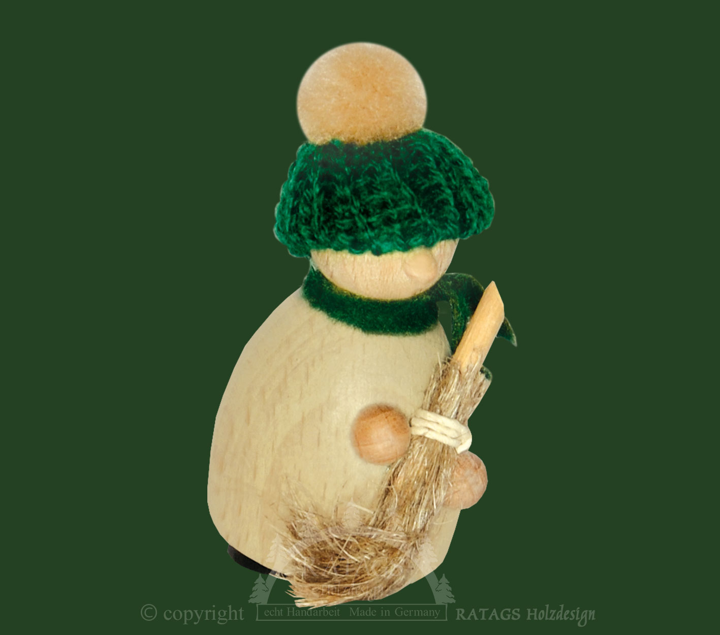 Snow-Molli, Junge Linie, mit Besen grüne Strickmütze Snow-Molli, Junge Linie, mit Besen grüne Strickmütze