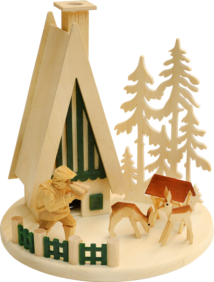 Tischschmuck, Räucherhaus, Waldszene Wald mit Rehen