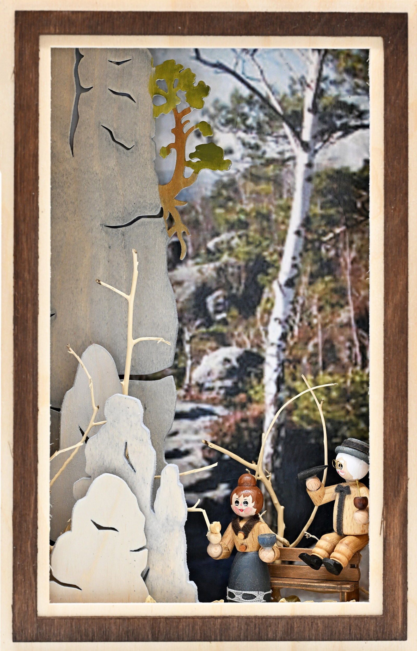 3D-Wandbild, Paar am Fels