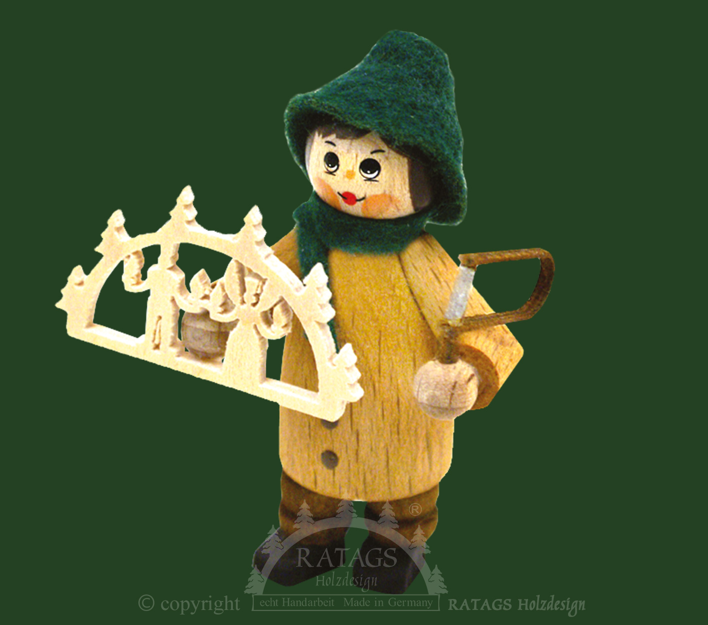 Figur, Schwibbogenbauer, stehend, grüner Hut Figur, Schwibbogenbauer, stehend, grüner Hut