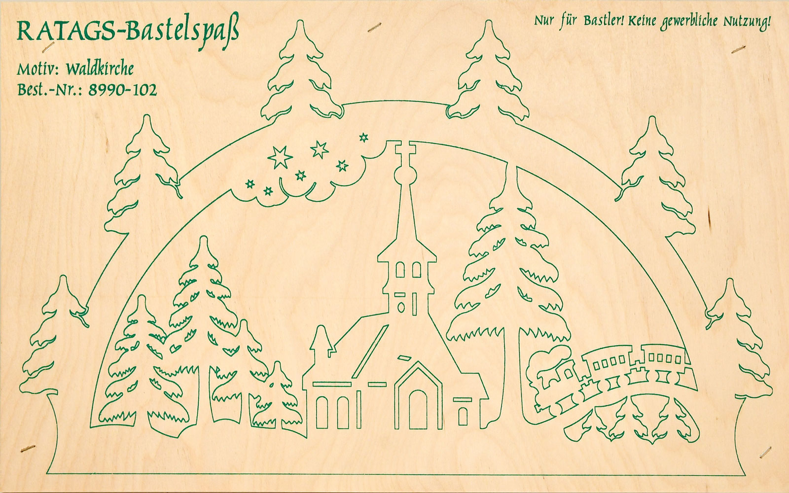2 Motivsperrholzplatten, Selbstaussägen Schwibbogen, klein, Waldkirche 2 Motivsperrholzplatten, Selbstaussägen Schwibbogen, klein, Waldkirche