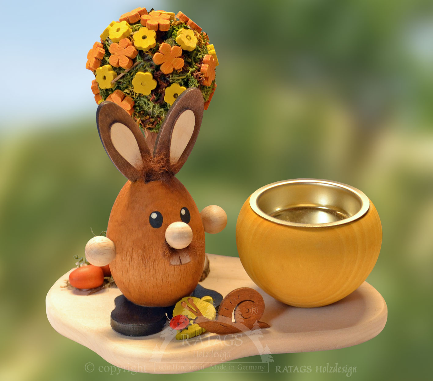 Teelichthalter, Hase am Blumenbaum Teelichthalter, Hase am Blumenbaum