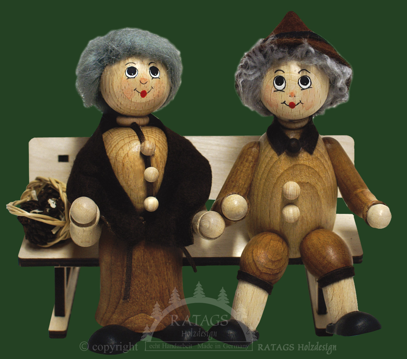 Figuren groß, 2er Set, Oma und Opa auf Bank Figuren groß, 2er Set, Oma und Opa auf Bank