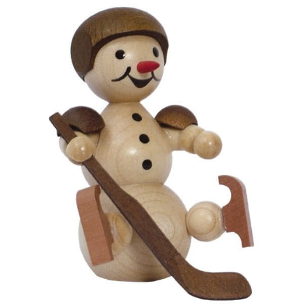 Schneemann "Eishockeyspieler", sitzend Helm,  ohne Sockel 8 cm