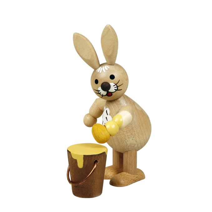 Osterhase mit Farbeimer natur 9 cm Osterhase mit Farbeimer natur 9 cm