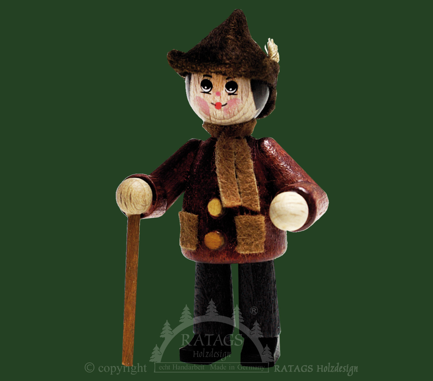 Figur, Wanderer mit Stock Figur, Wanderer mit Stock