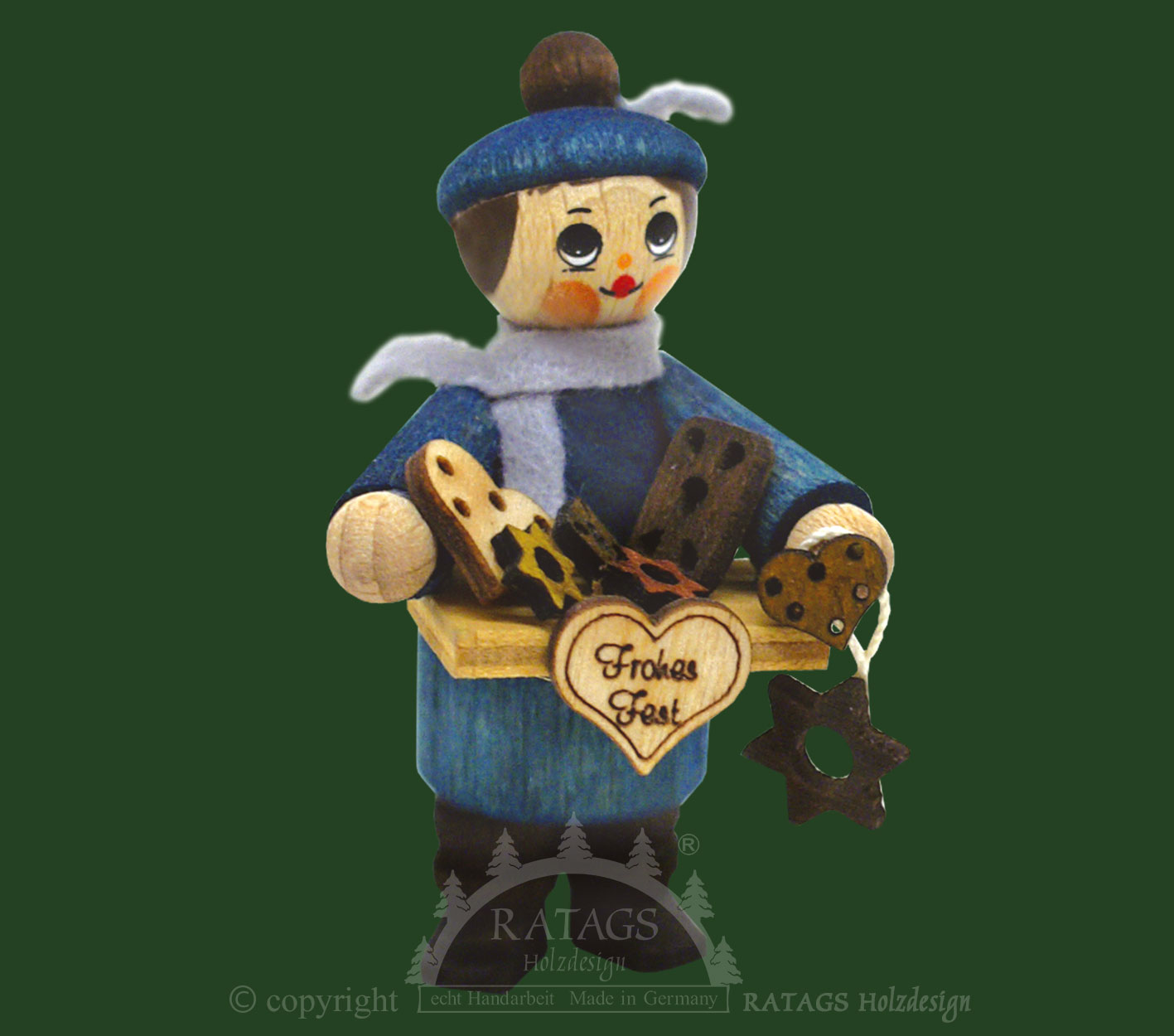 Figur, Pfefferkuchenhändler, taubenblau Figur, Pfefferkuchenhändler, taubenblau