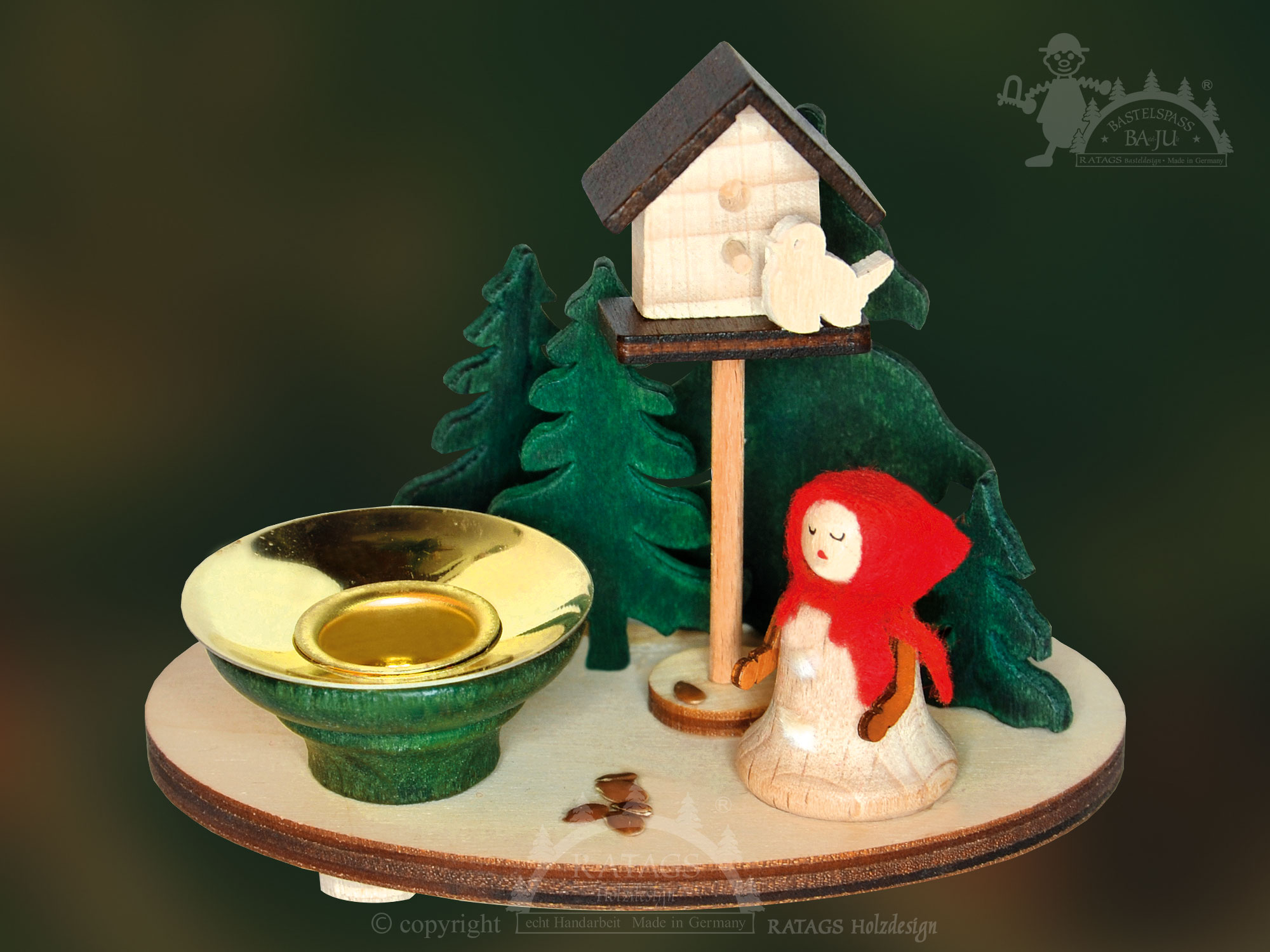 Tischschmuck zum Basteln, Mini-Glockenkind mit Vogelhaus Tischschmuck zum Basteln, Mini-Glockenkind mit Vogelhaus