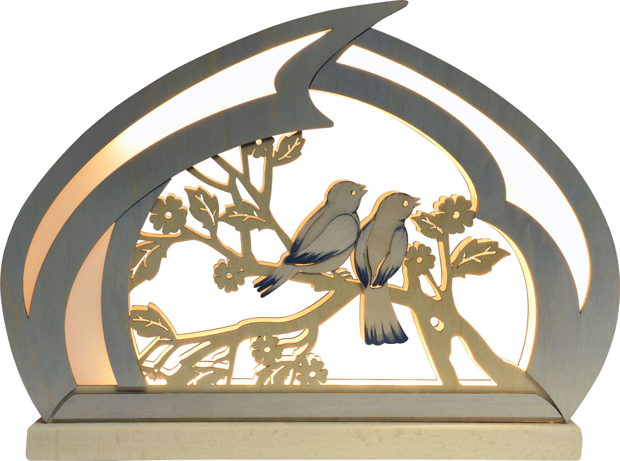 Romantikleuchte, Vögelchen, handbemalt, grau Romantikleuchte, Vögelchen, handbemalt, grau