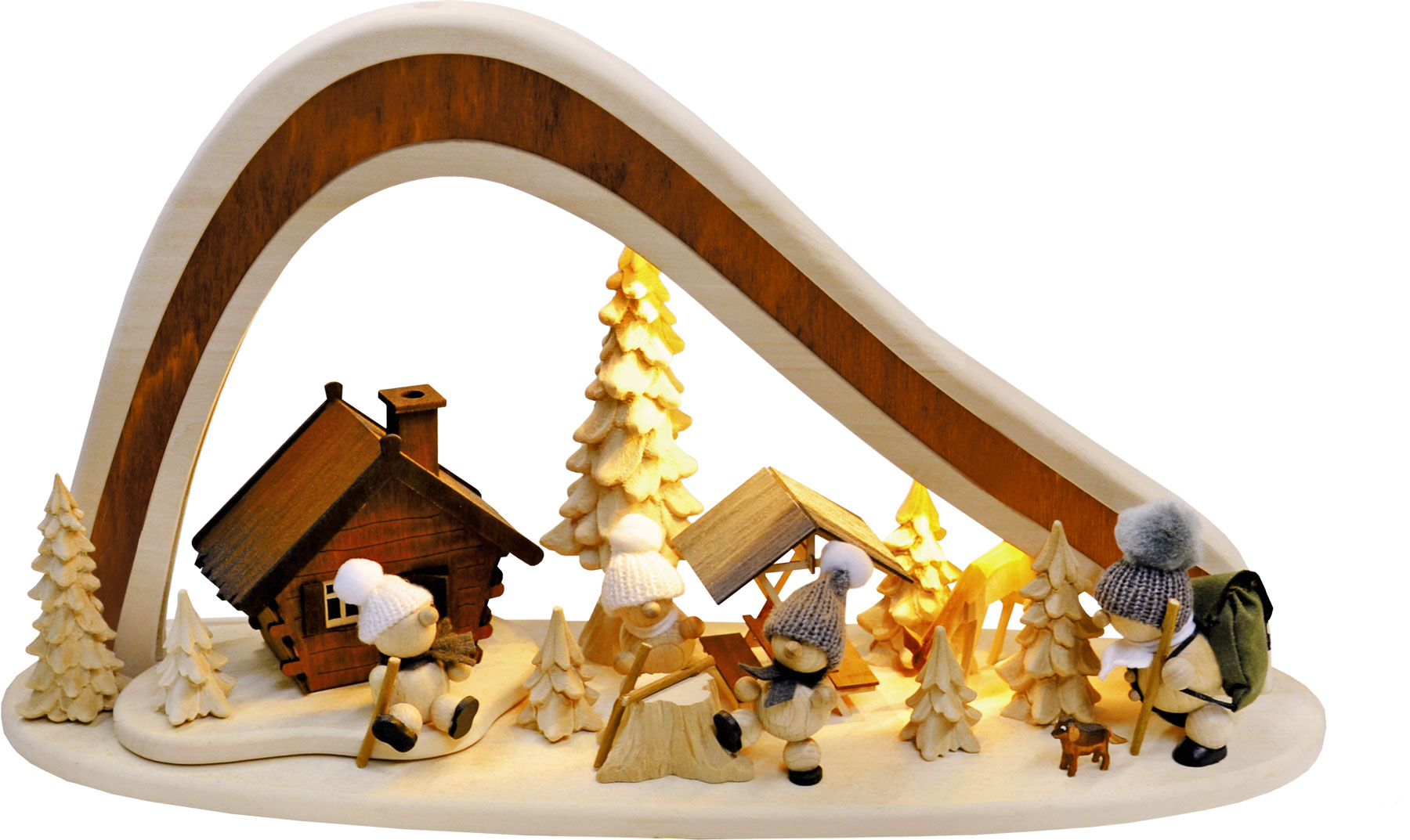 Massivholzbogen, Wandern im Gebirge, mit LED-Beleuchtung Massivholzbogen, Wandern im Gebirge, mit LED-Beleuchtung