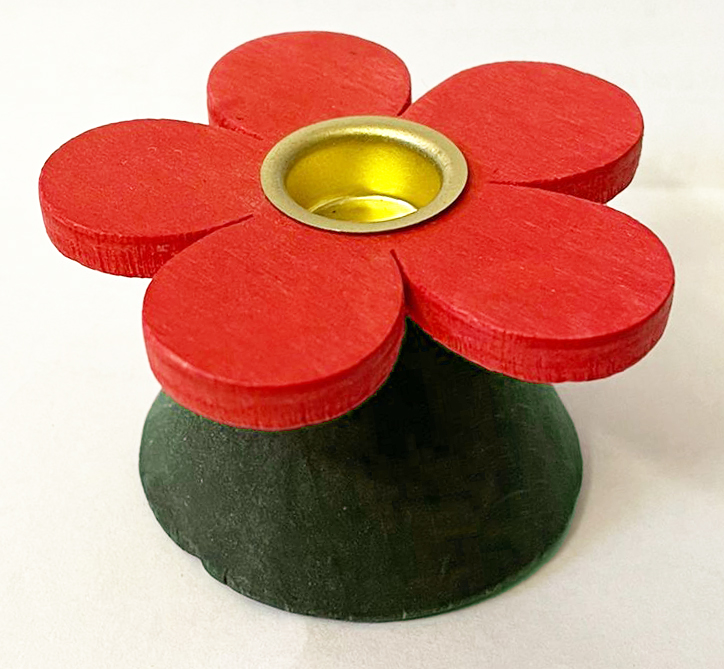 Teelichthalter 1 Blüte, rot/grün