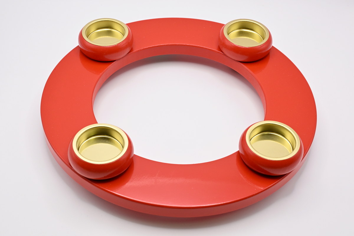 Massivholz-Adventsleuchter, rot, 4 Kerzenhalter