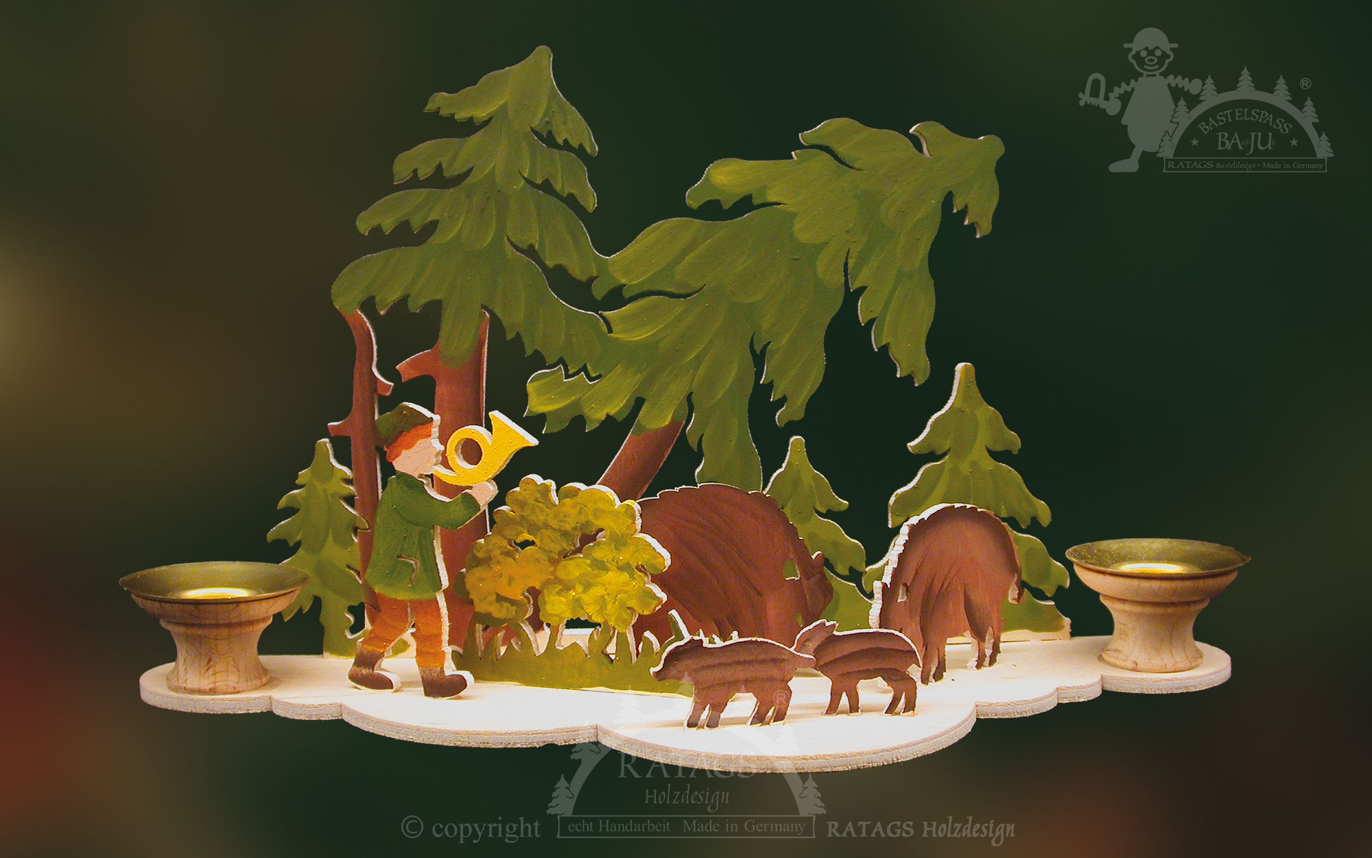 Tischschmuck zum Basteln, Wildschweinjagd Tischschmuck zum Basteln, Wildschweinjagd