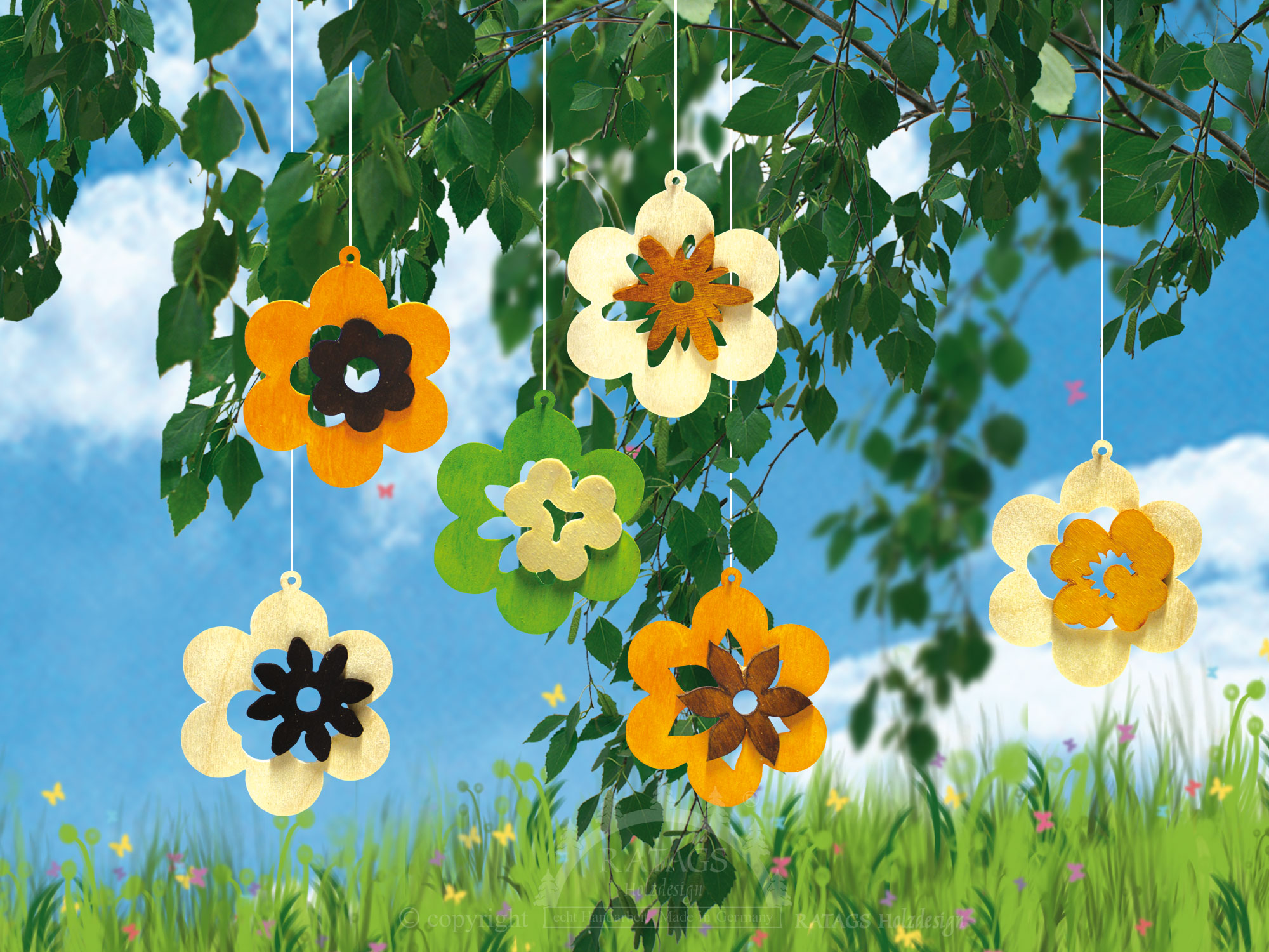 Baumbehang zum Basteln, 6er Set, Blumen, zum Gestalten Baumbehang zum Basteln, 6er Set, Blumen, zum Gestalten