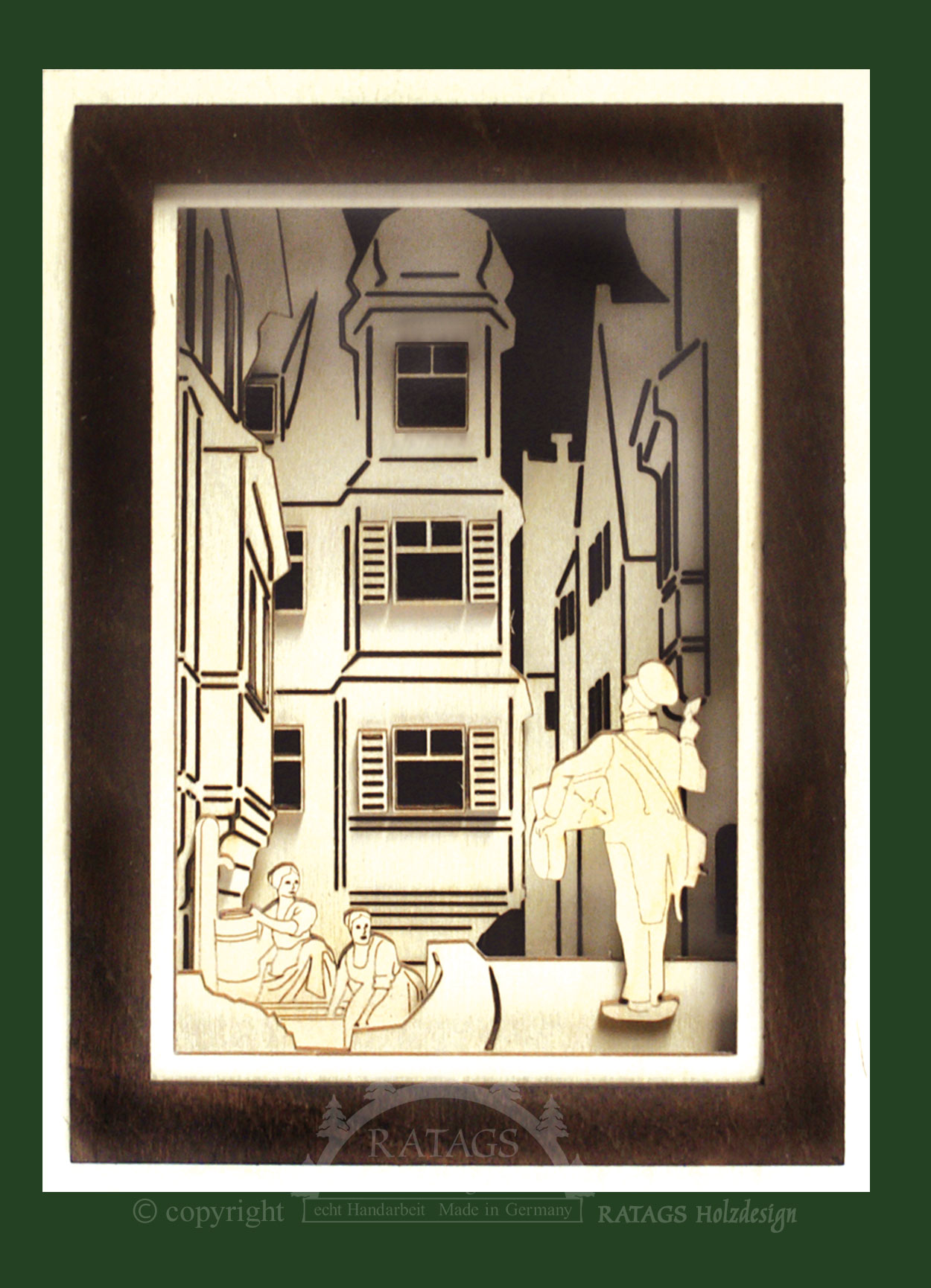 3D-Wandbild, Spaziergänger, Rahmen dunkelbraun