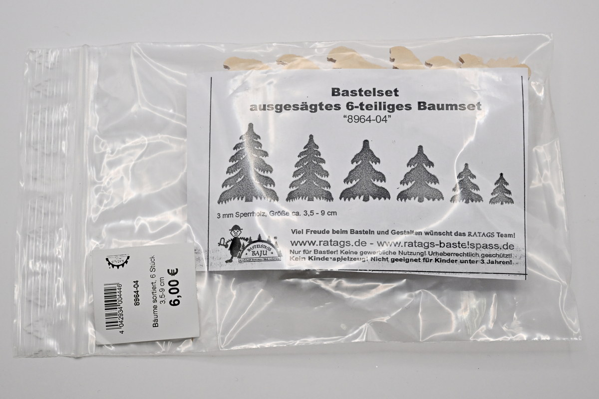 Bäume sortiert, 6 Stück 3,5-9 cm