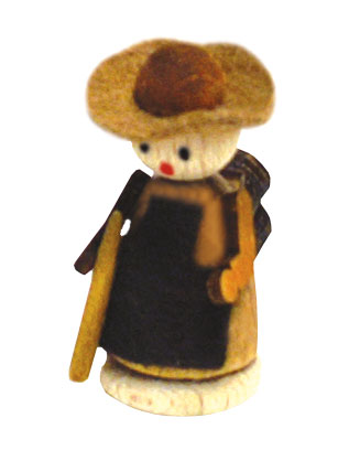 Miniaturfigur; Waldmann mit Holz Miniaturfigur; Waldmann mit Holz