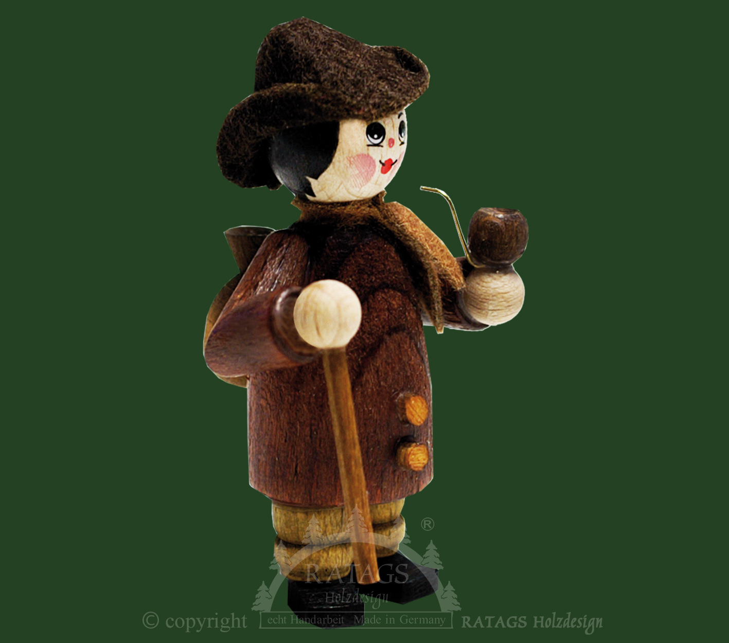 Figur, Wanderer mit Hut und Stock Figur, Wanderer mit Hut und Stock
