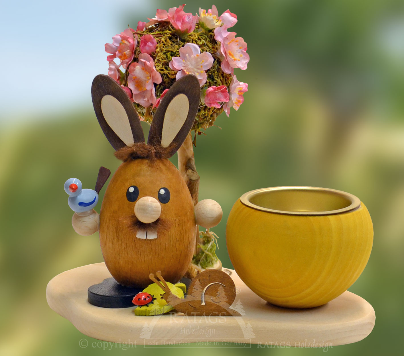 Teelichthalter, Hase mit Vogel Teelichthalter, Hase mit Vogel
