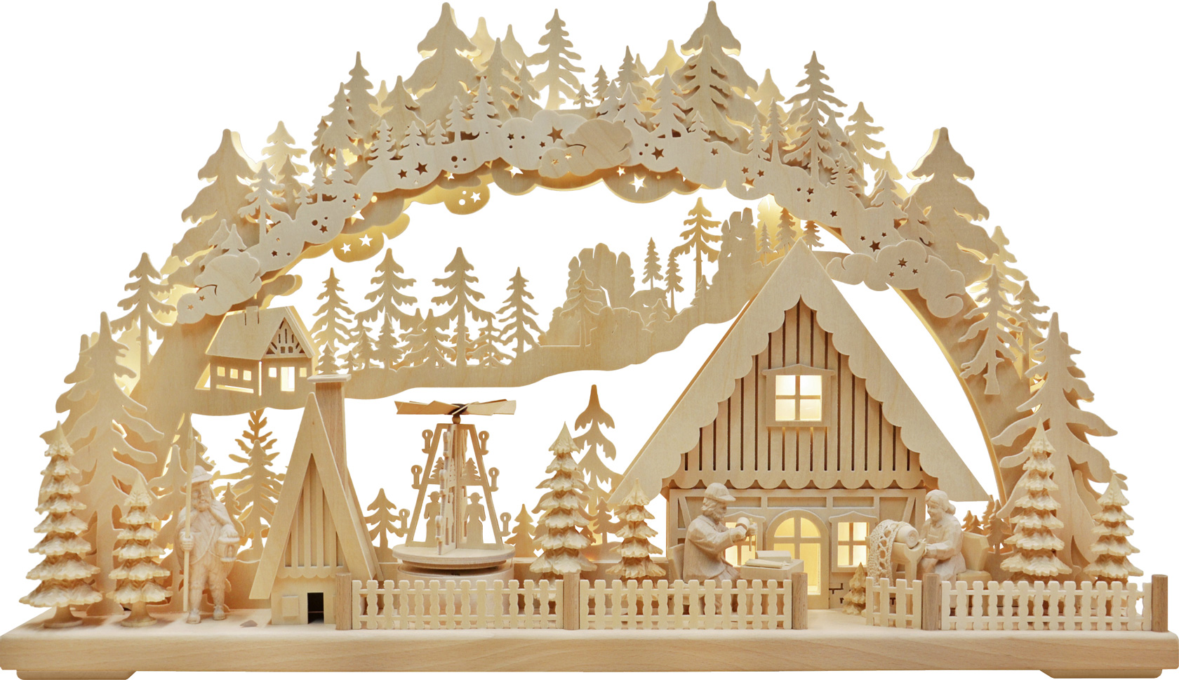 3D-Schwibbogen groß, Erzgebirgisches Kunsthandwerk, elektr. Pyramide 3D-Schwibbogen groß, Erzgebirgisches Kunsthandwerk, elektr. Pyramide