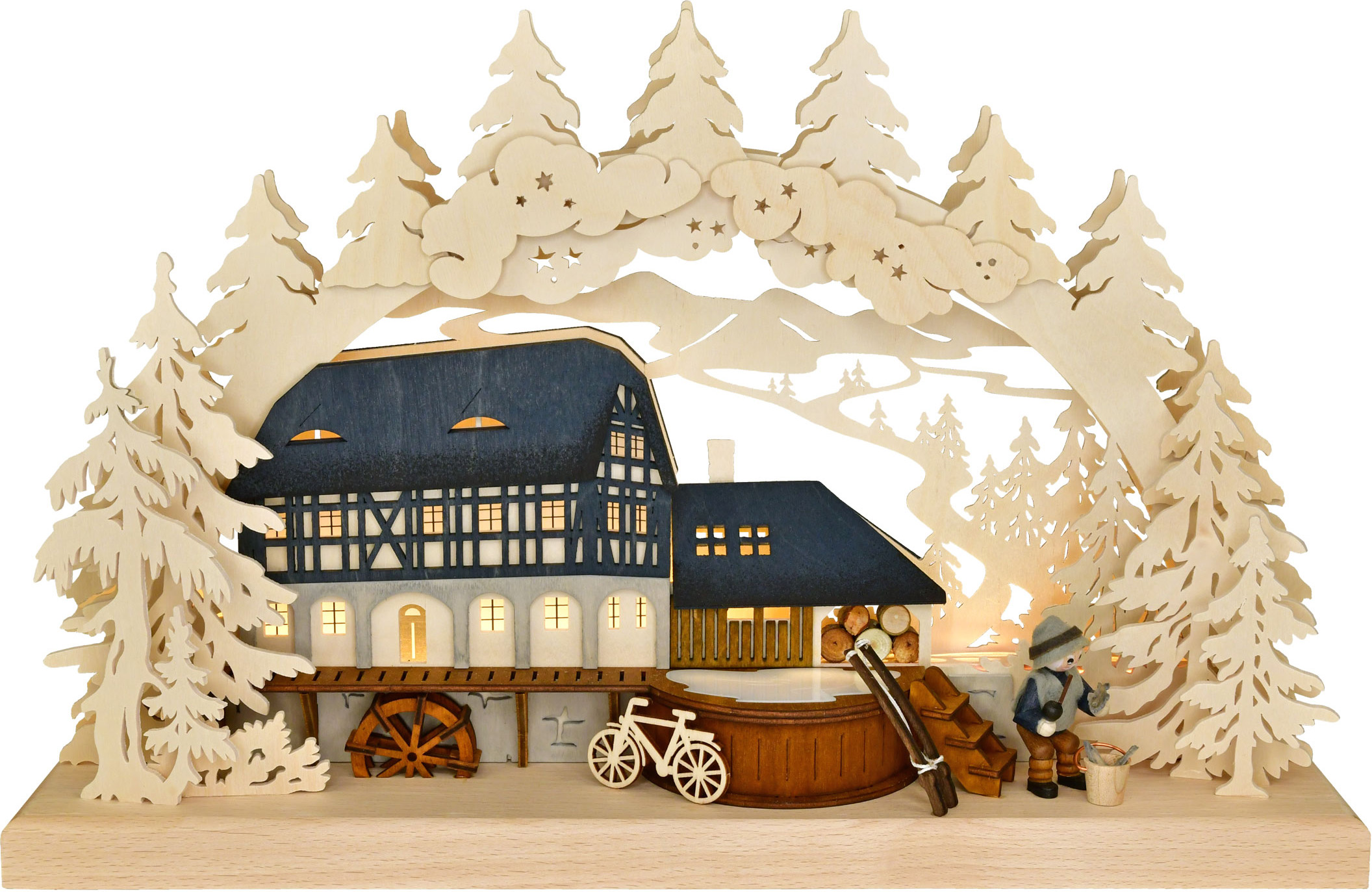 3D-LED-Schwibbogen kl., Mühle mit Eisangler, LED-Stripe, voll USB 3D-LED-Schwibbogen kl., Mühle mit Eisangler, LED-Stripe, voll USB