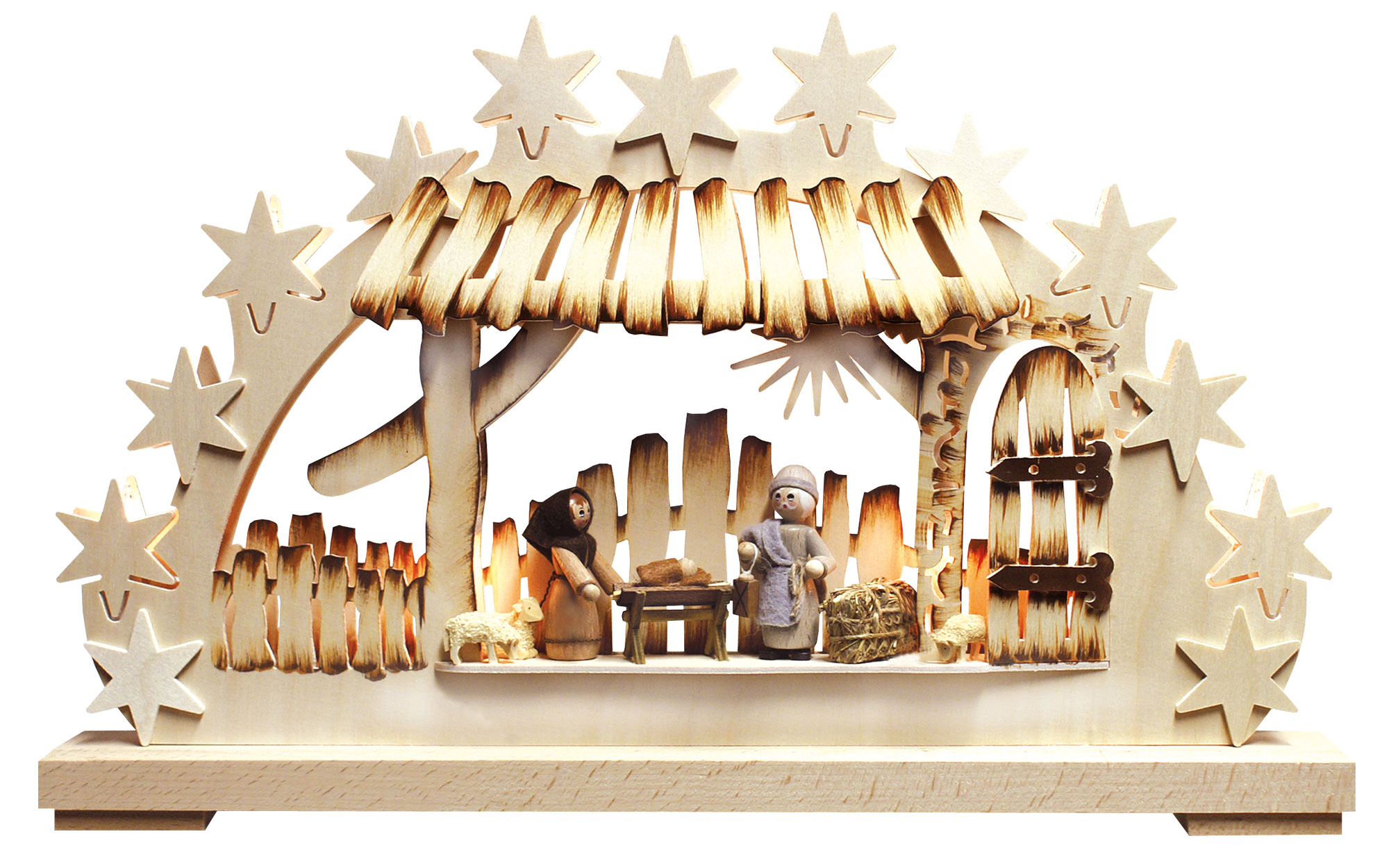 Schwibbogen kl., Heilige Nacht, handbemalt, braun Schwibbogen kl., Heilige Nacht, handbemalt, braun