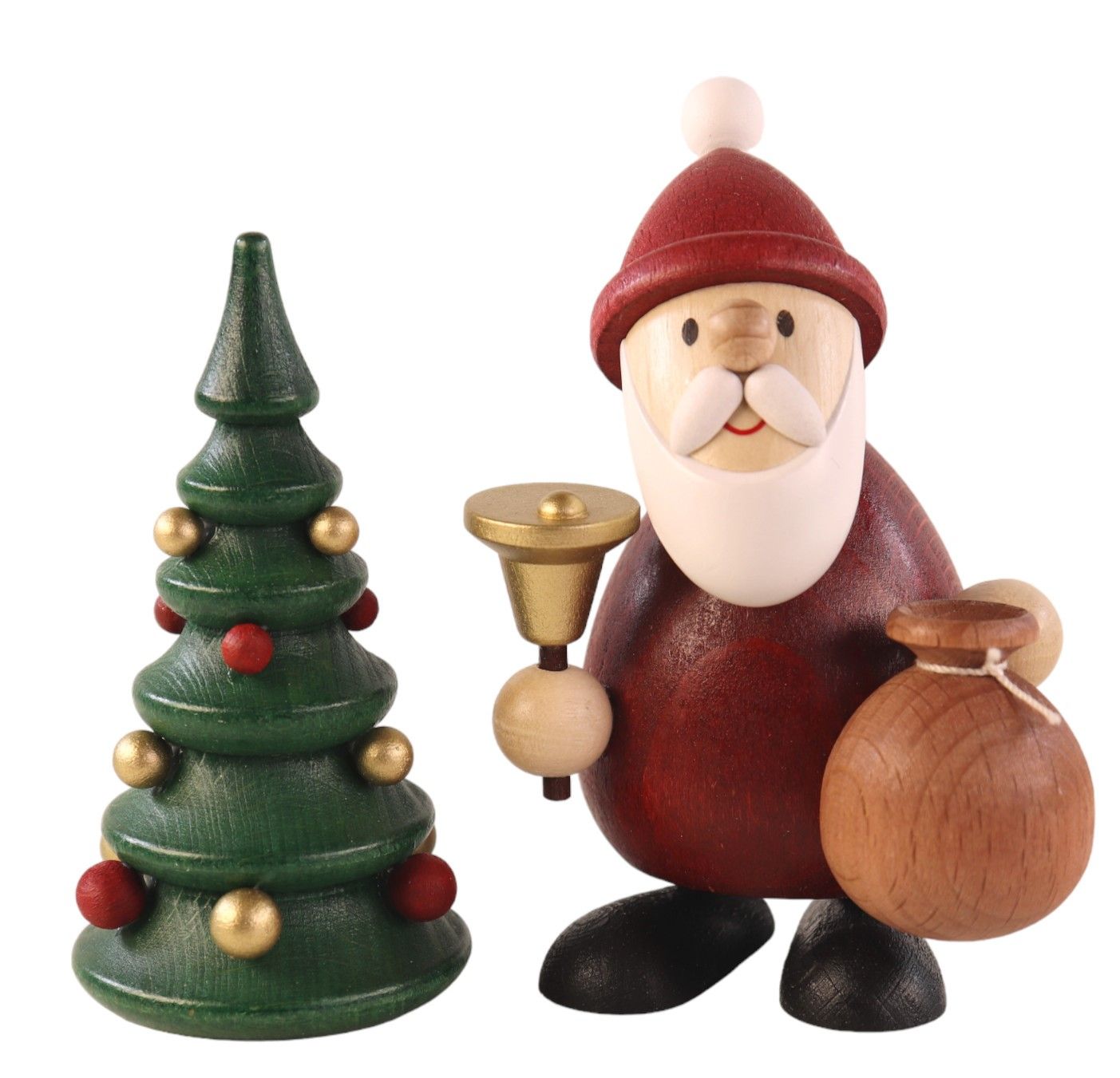 Weihnachtsmann mit Glocke/Sack, farbig 8,0 cm