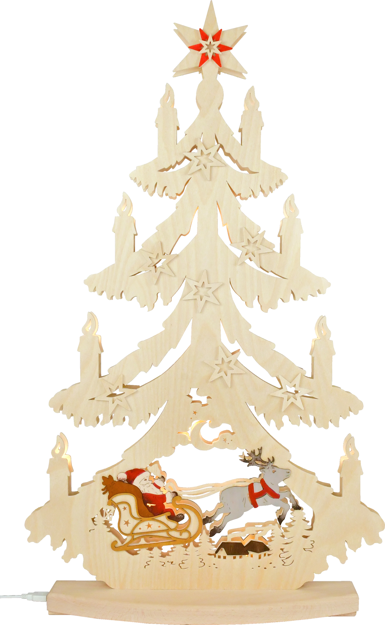 Tanne groß, Weihnachtsmann mit Rentieren Tanne groß, Weihnachtsmann mit Rentieren