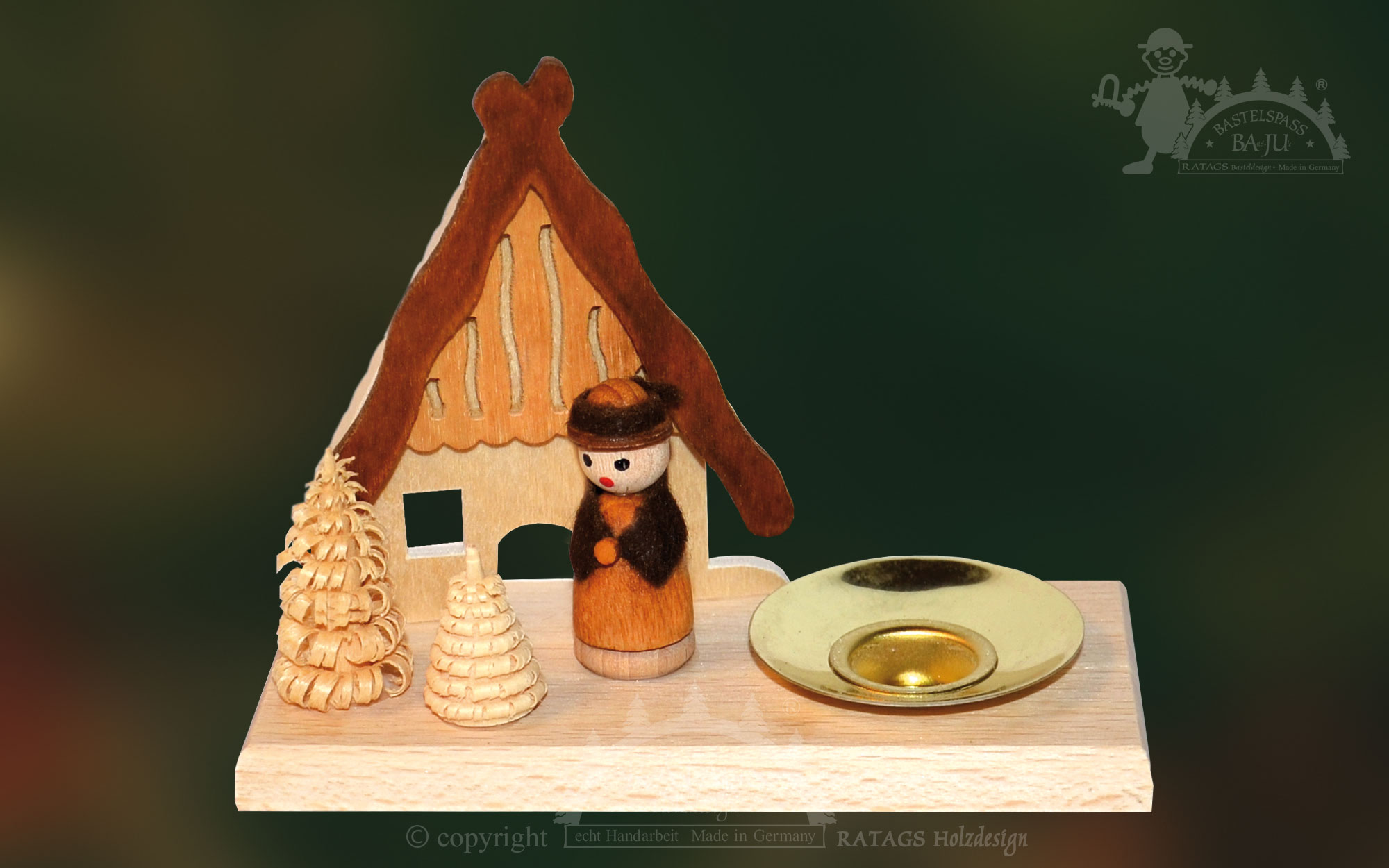 Kerzenhalter zum Basteln, Figur mit Haus 1 Tülle Kerzenhalter zum Basteln, Figur mit Haus 1 Tülle