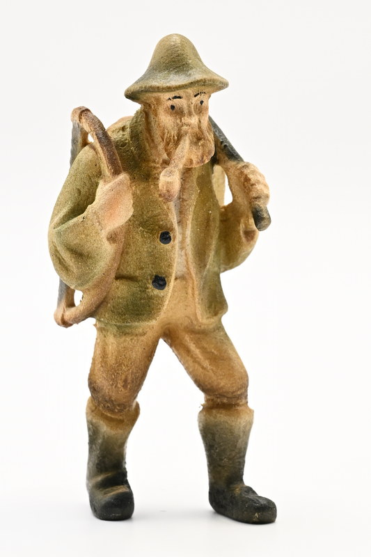 Waldarbeiter, Baumsäge, Axt, Rucksack, c 65 mm