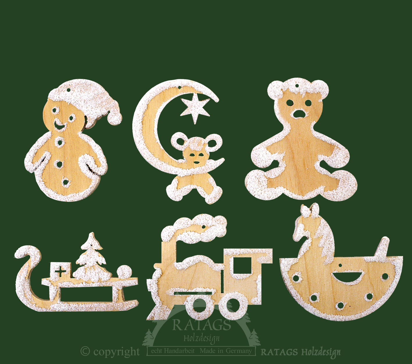 Baumbehang, 6er Set, Weihnachtsmotive, Raureif Baumbehang, 6er Set, Weihnachtsmotive, Raureif