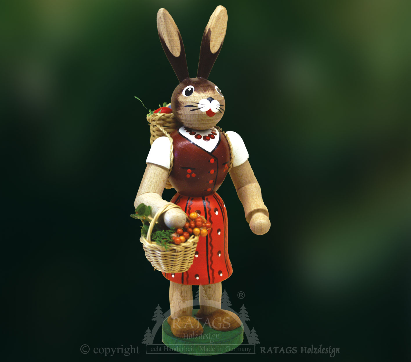 Osterhäsin, braun, 2 Körbchen