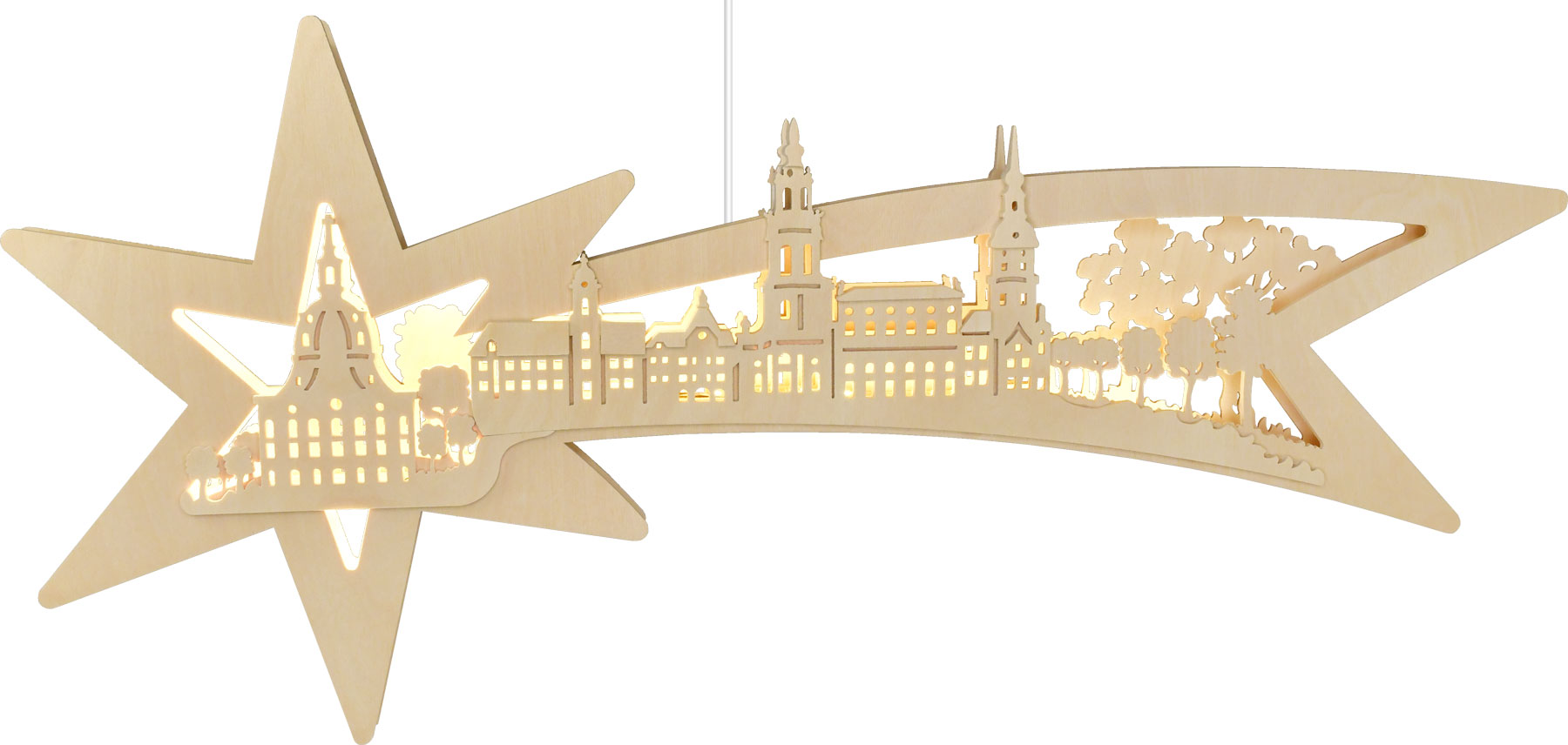 Fensterbild, beleuchtet, Sternschweif, Silhouette Dresden, natur Fensterbild, beleuchtet, Sternschweif, Silhouette Dresden, natur