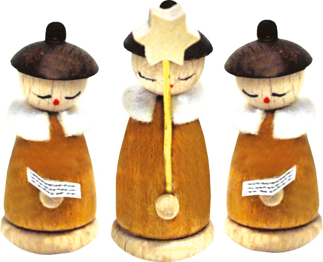 Miniaturfiguren, 3er Set, Kurrendesänger, natur