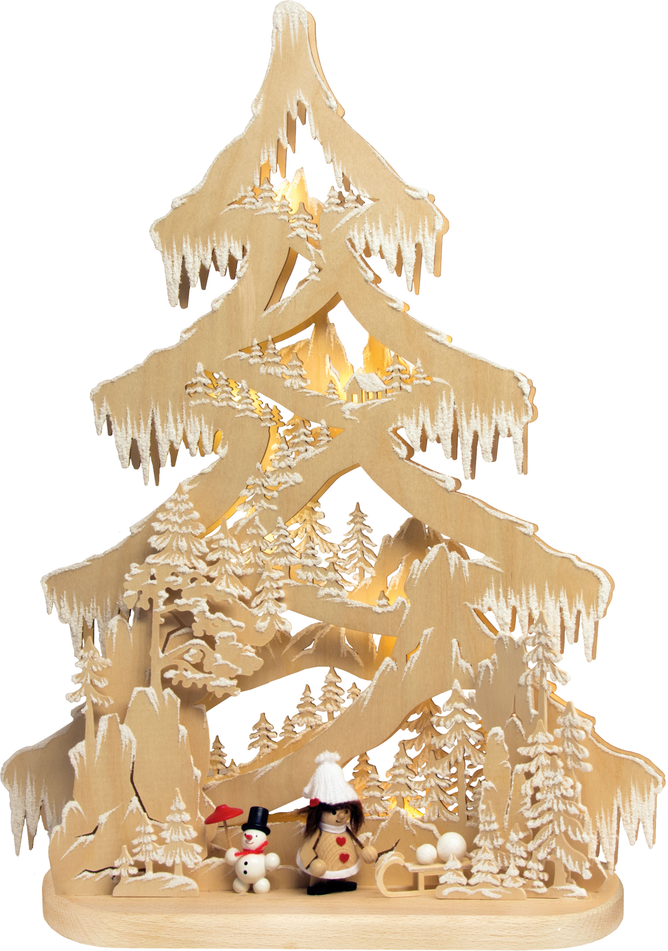 Tanne groß, Wintertraum mit Schneemann Tanne groß, Wintertraum mit Schneemann