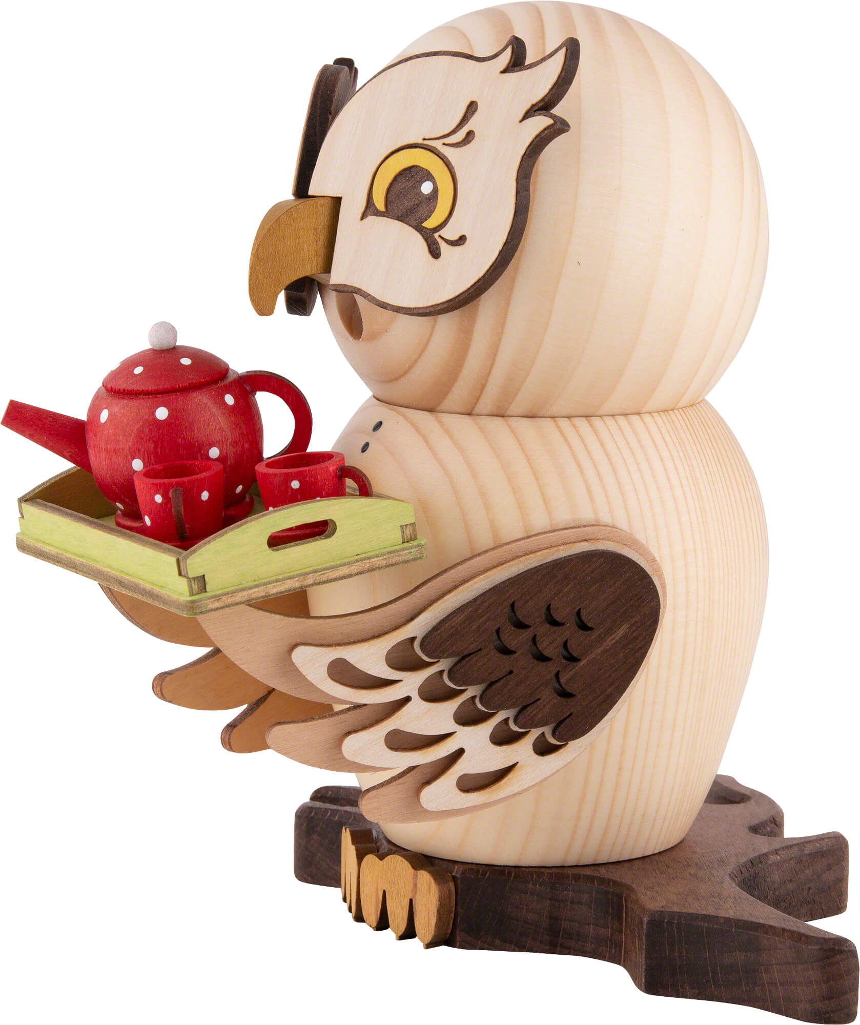 Rauerfigur, Eule mit Teeservice, Höhe 16 cm