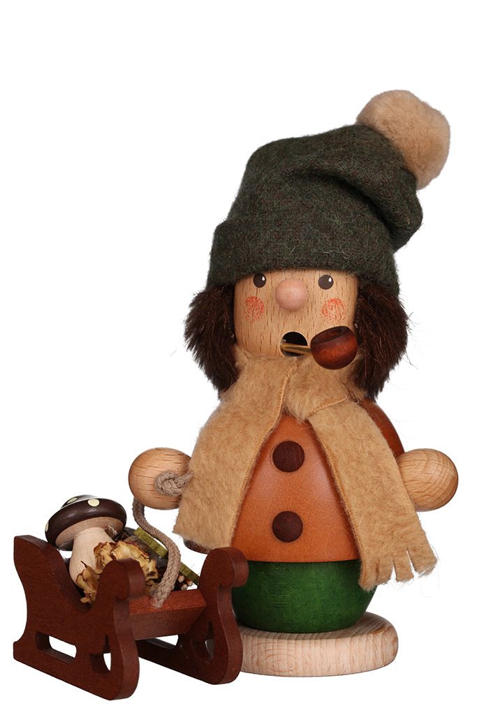 Räuchermänner Bub mit Schlitten 14,0 cm