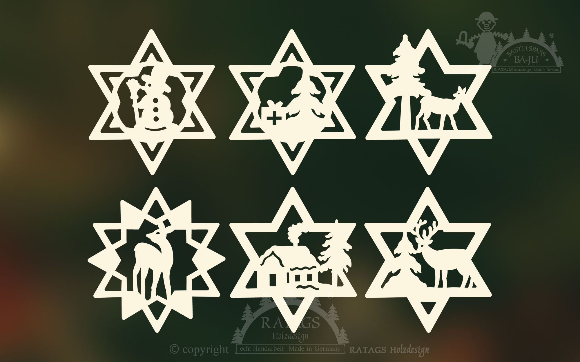 Baumbehang, 6er Set, Sterne Baumbehang, 6er Set, Sterne