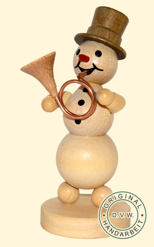 Schneemannmusikant "Hornbläser" Sockel 12 cm Schneemannmusikant "Hornbläser" Sockel 12 cm