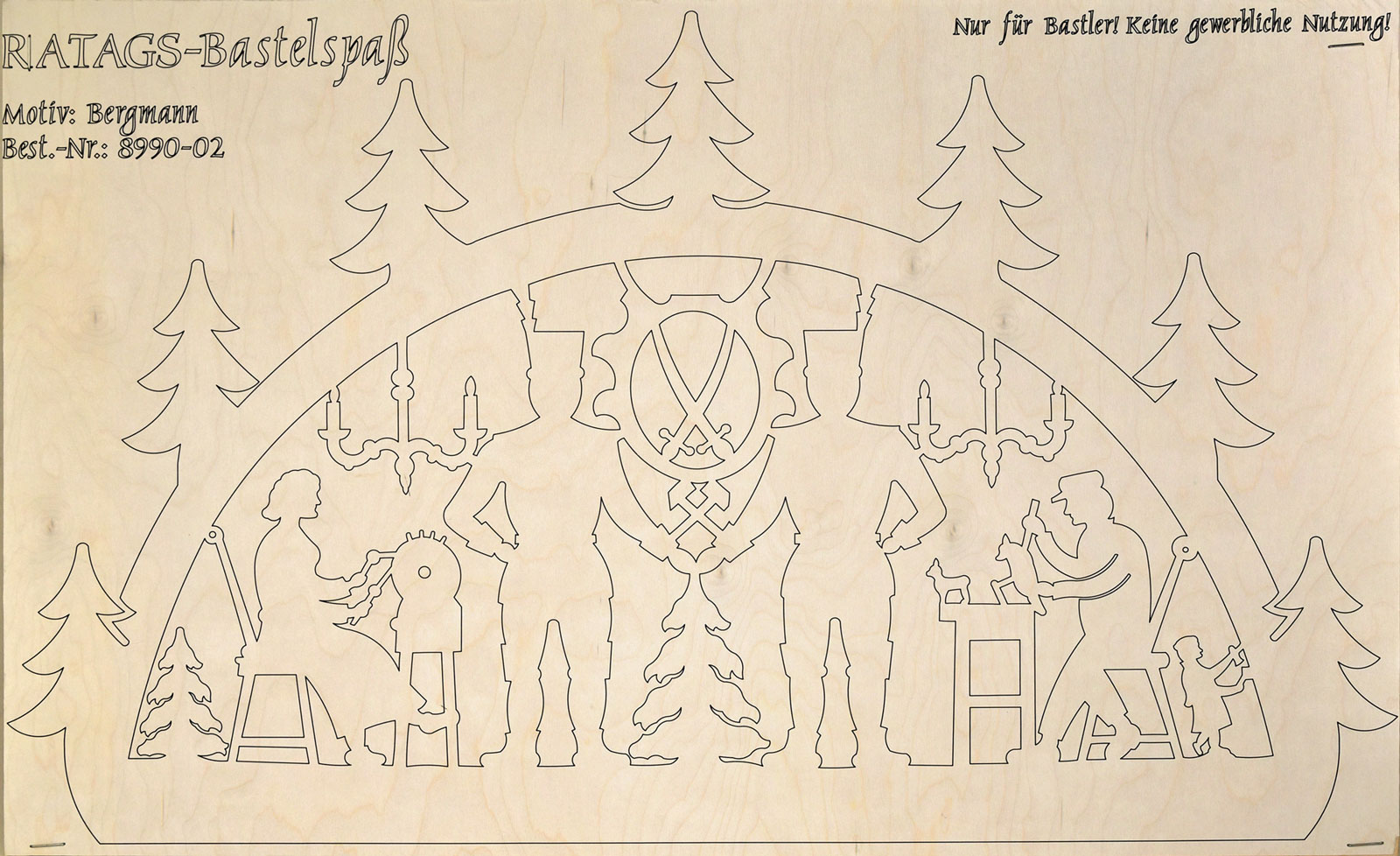 2 Motivsperrholzplatten, Selbstaussägen Schwibbogen, klein, Bergmann 2 Motivsperrholzplatten, Selbstaussägen Schwibbogen, klein, Bergmann