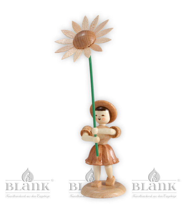 Blumenkind mit Sonnenblume, natur H 12 cm