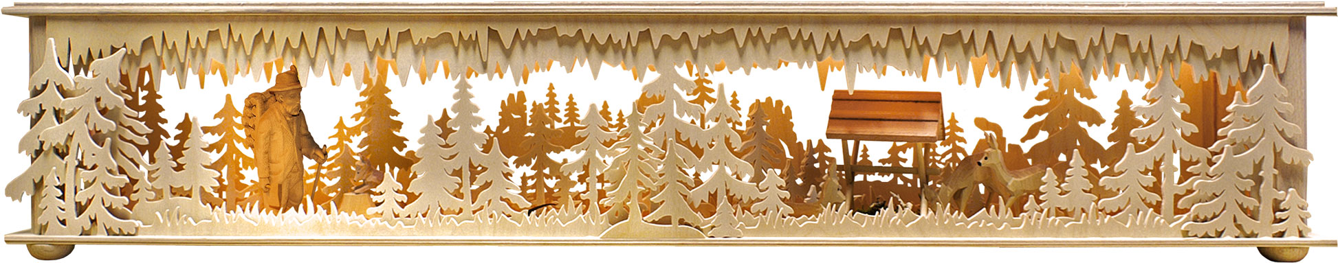 Raumleuchte gr., Futterkrippe, Wald, Waldmann mit Axt Raumleuchte gr., Futterkrippe, Wald, Waldmann mit Axt