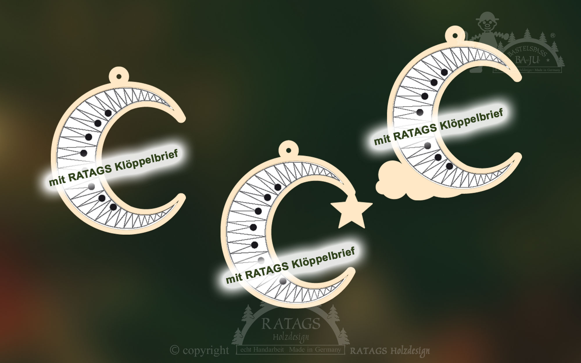 3 Klöppelrahmen, Monde zum Anhängen mit RATAGS Klöppelbrief 3 Klöppelrahmen, Monde zum Anhängen mit RATAGS Klöppelbrief