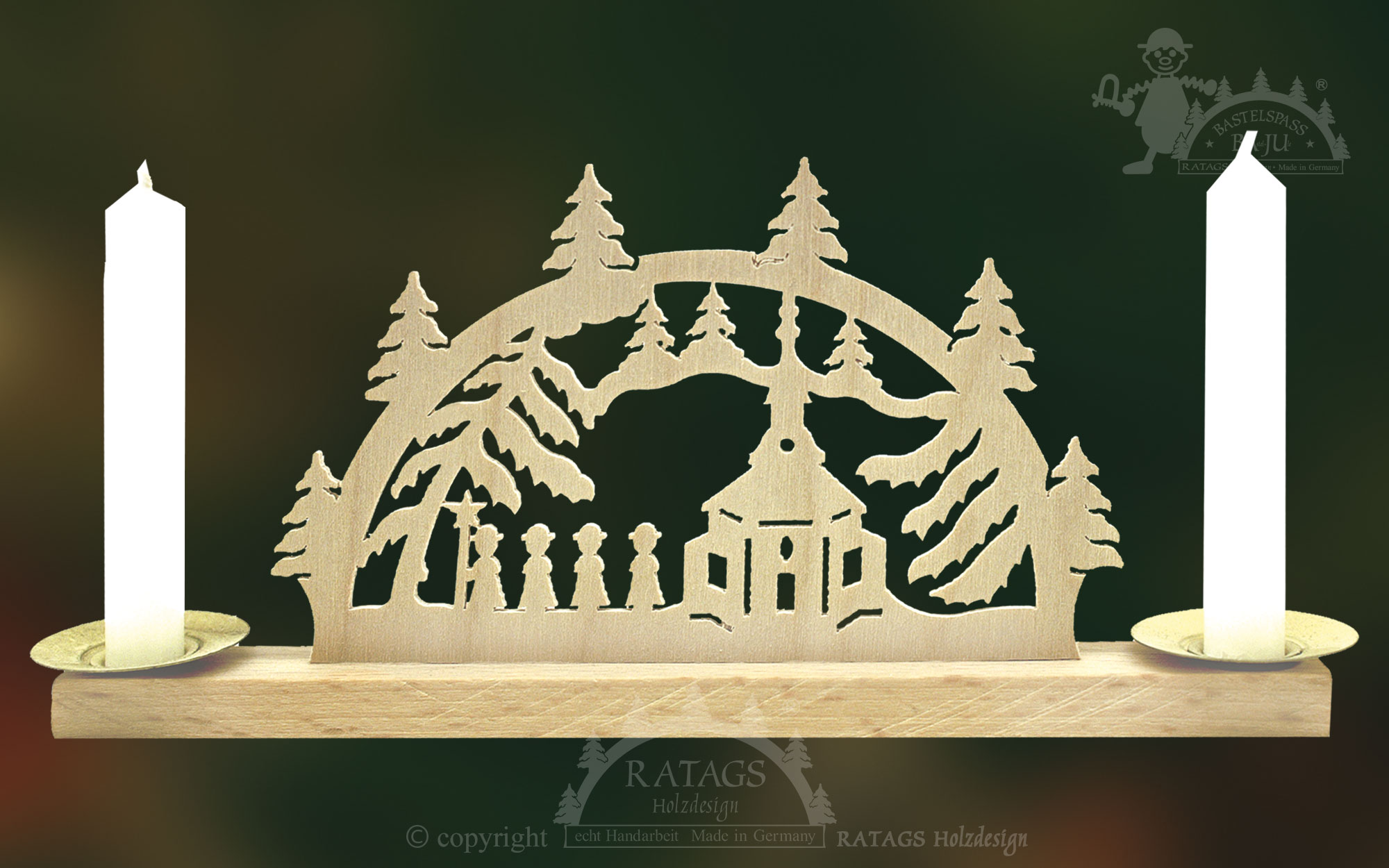 Mini-Schwibbogen für 2 Puppenkerzen Barockkirche Mini-Schwibbogen für 2 Puppenkerzen Barockkirche